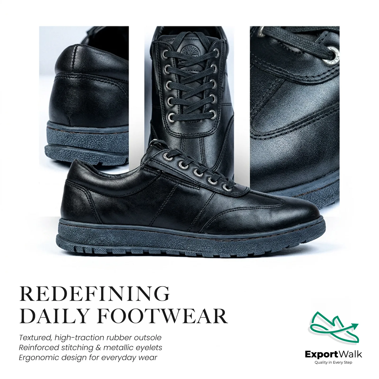 Leather Casual Sneakers Black